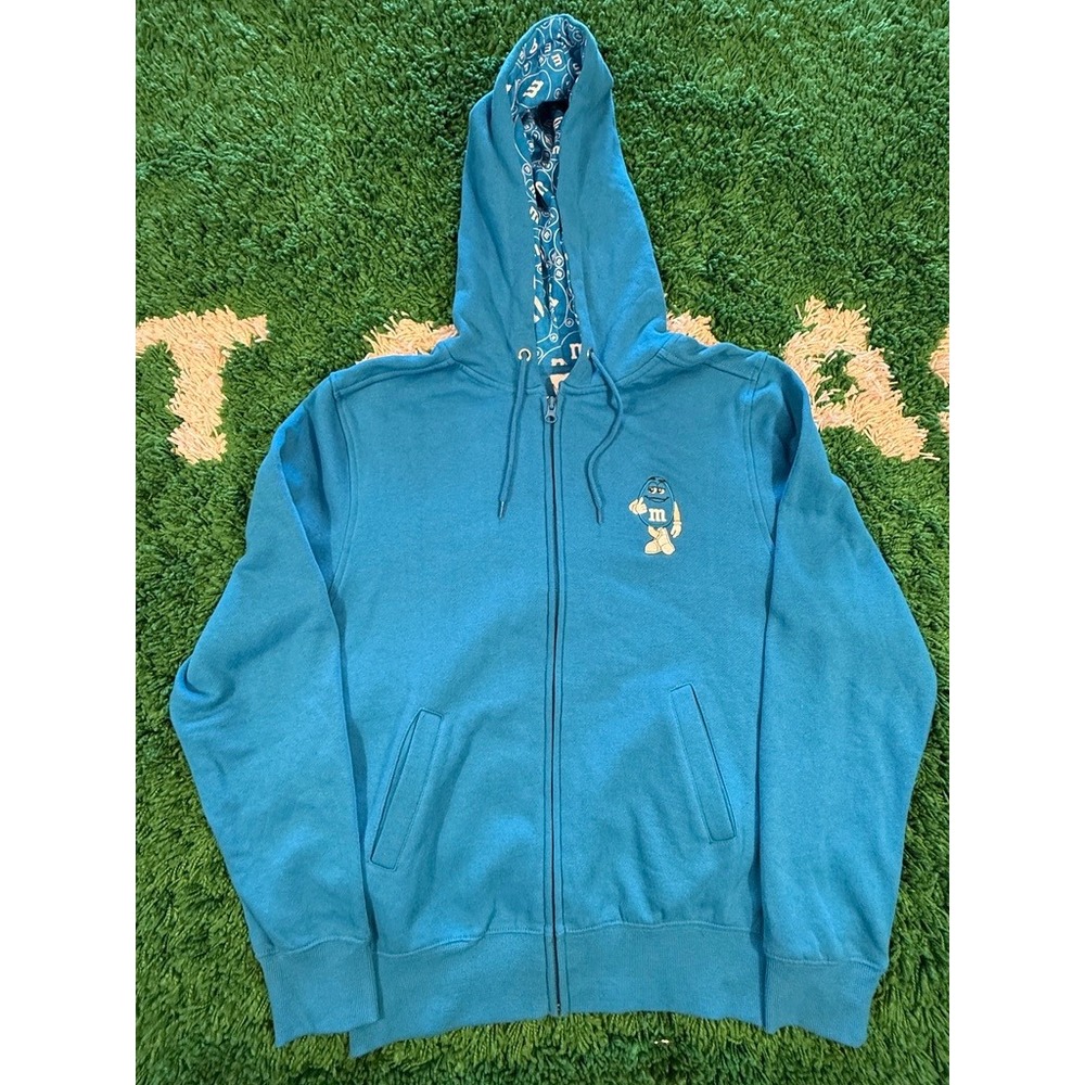 M&M's World Zip Hoodie Adult Small Blue Excellent Embroidered Character Logo